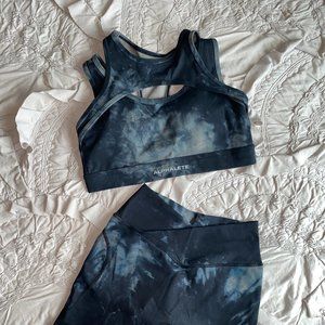 Alphalete Surface Keyhole Bra in Black Oil Stain